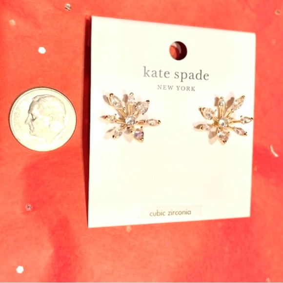 NWT authentic kate spade snowflake stud earrings goldtone BNWT - Picture 5 of 11